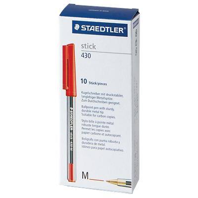 Staedtler Stick Medium Ballpoint Pen (Box of 10) - Red 