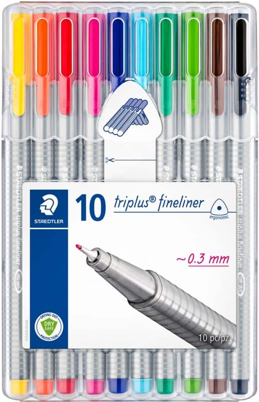 Staedtler Triplus 334 Fineliner Pen Fine 0.3 mm Assorted Pack of 10