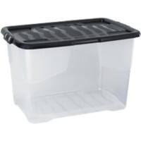 Storage Box Curve 65 L Transparent, Black Polypropylene 60 x 40 x 37 cm