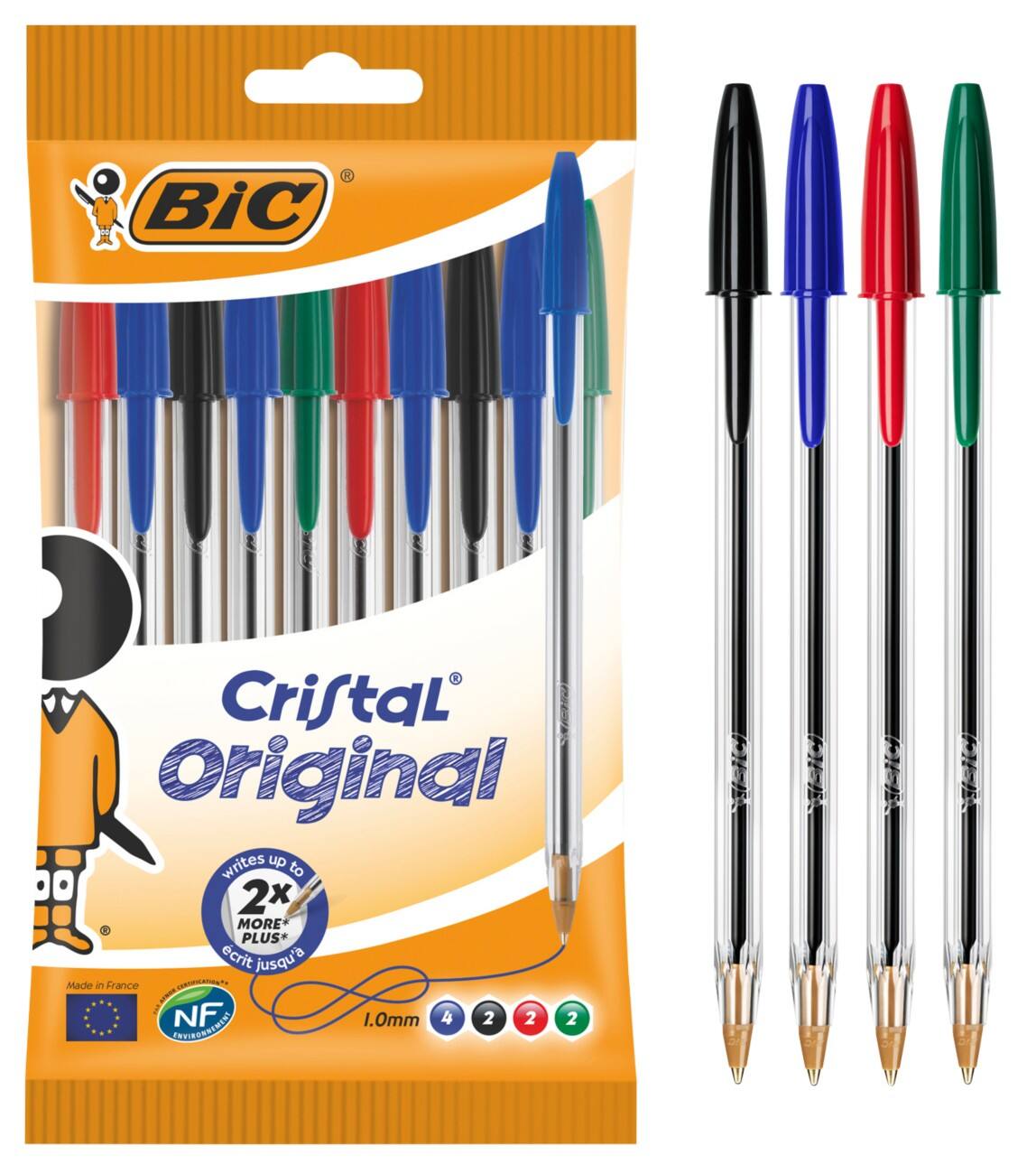 BIC Cristal Original Ballpoint Pen Medium 0.4 mm Assorted Pack of 10
