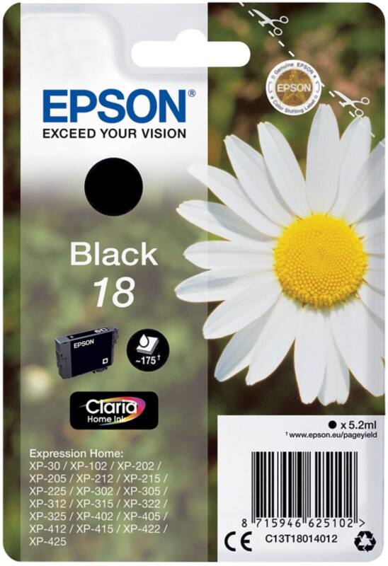 Epson 18 Original Ink Cartridge C13T18014012 Black