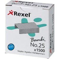 Rexel Bambi No.25 Staples 6/4 ACCO5020 Galvanised Steel Silver Pack of 1500