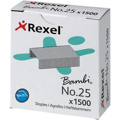 Rexel Bambi No.25 Staples ACCO5020 Galvanised Steel Silver Pack of 1500