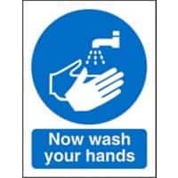 Mandatory Sign Wash Hands Wall Mounted PVC (Polyvinyl Chloride) 15 x 20 cm