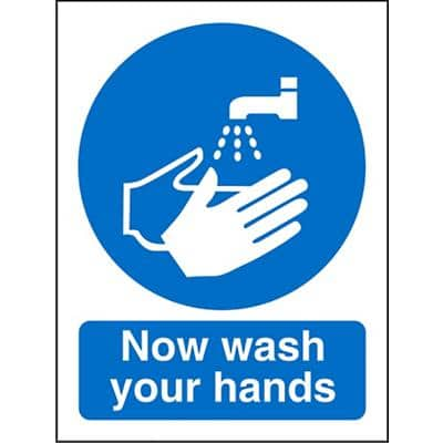 Stewart Superior Europe Mandatory Sign Wash Hands PVC 15 x 20 cm