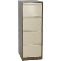 Bisley Steel Filing Cabinet 4 Drawers Lockable 470 x 622 x 1,321 mm Brown, Cream