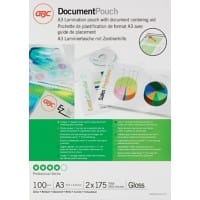 GBC Document Laminating Pouches A3 Glossy 175 microns (2 x 175) Transparent Pack of 100