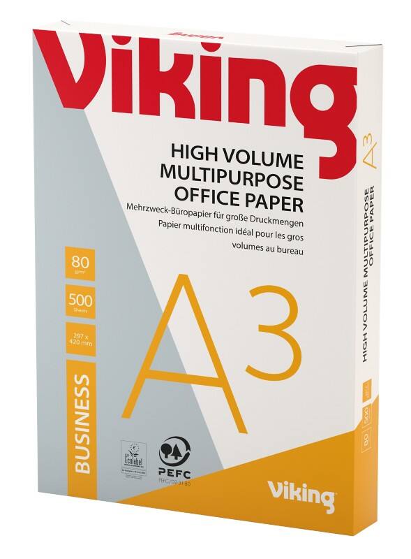 Viking Business A3 Printer Paper 80 gsm Smooth White 161 CIE 500 Sheets
