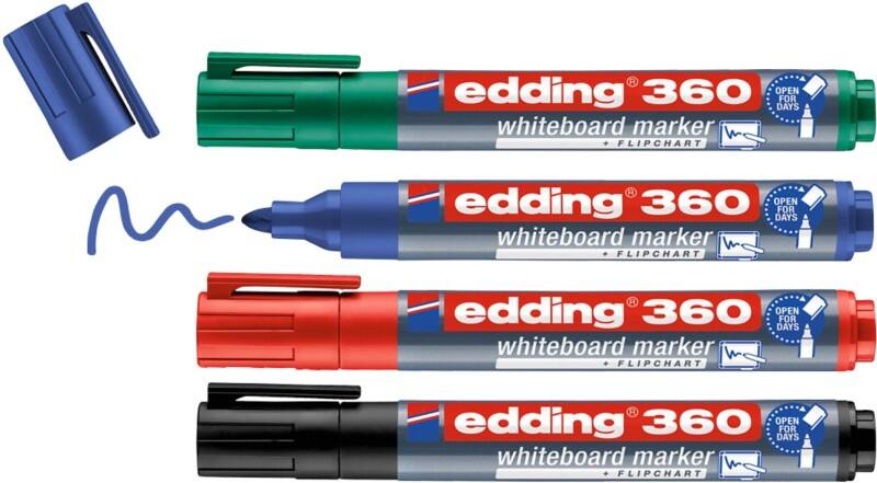 edding 360 Non-permanent Whiteboard Marker Assorted Medium Bullet 1.5 - 3 mm Pack of 4