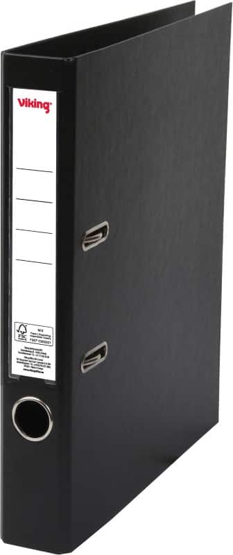 Viking Narrow Lever Arch File A4 50 mm Black 2 Rings Cardboard, PP (Polypropylene) Matt Portrait