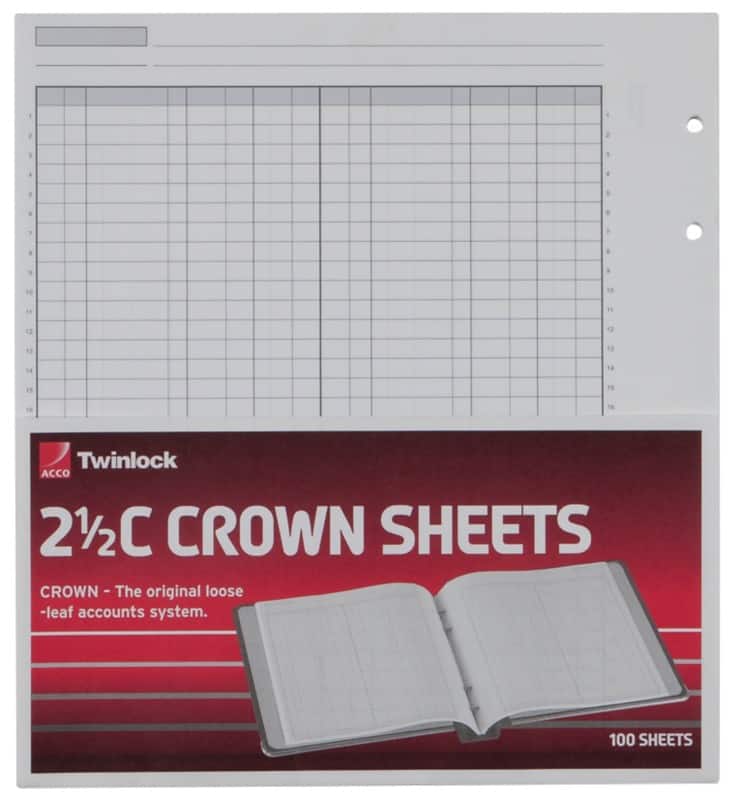 Rexel Twinlock Crown 2.5C Refill Sheets 75833 Double Cash Ledger 23.2 x 25.6 cm White 100 Sheets