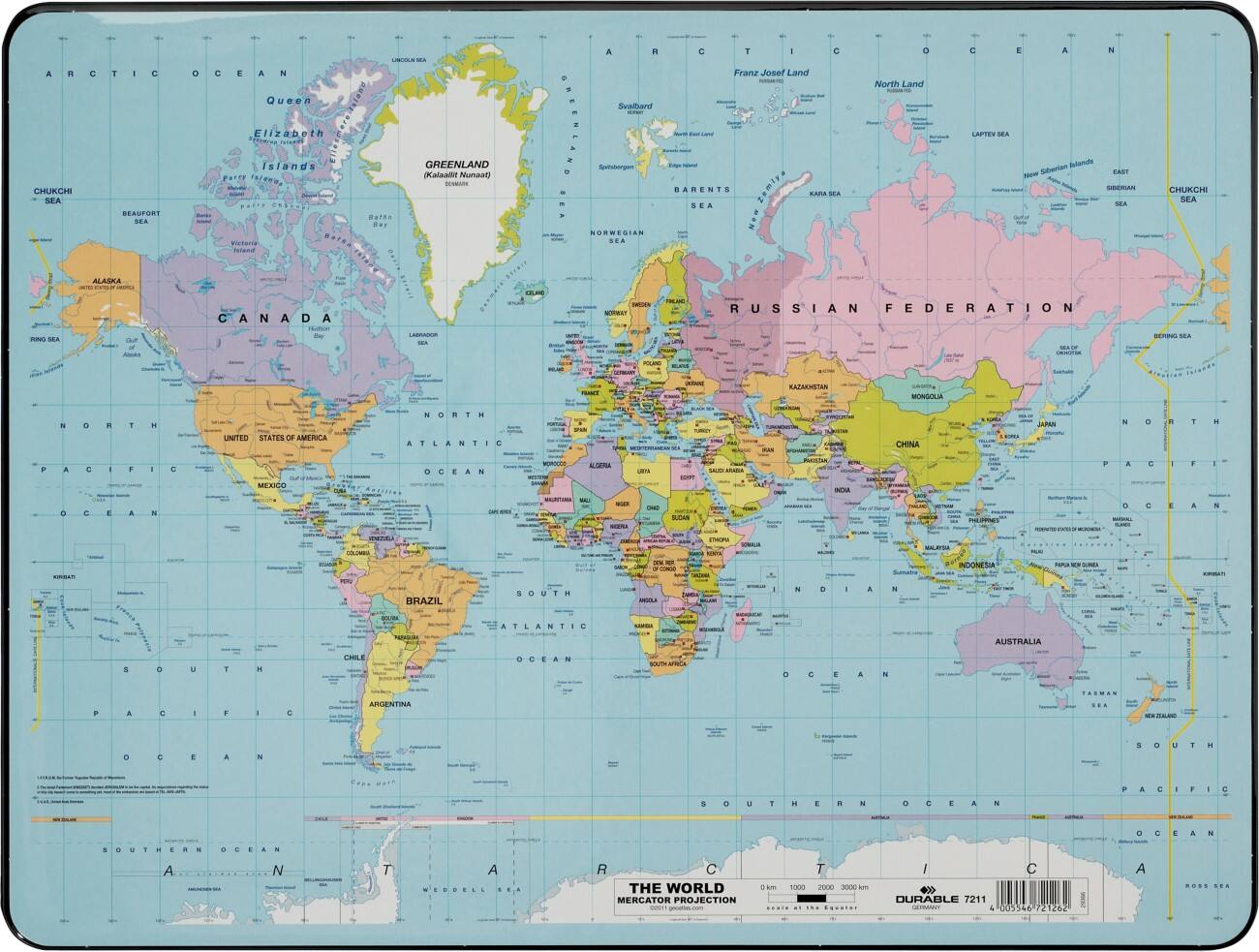 DURABLE Desk Mat World Map PVC 400 x 530 mm