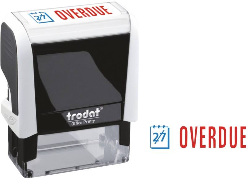 Tordat Printy 4912 Overdue Self-Inking Stamp 46 x 18mm Blue, Red
