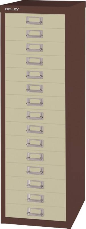 Bisley Steel Multi Drawer Cabinet 15 Drawers 279 x 380 x 860 mm Brown, Cream