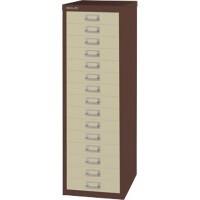 Bisley Steel Multi Drawer Cabinet 15 Drawers 279 x 380 x 860 mm Brown, Cream