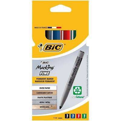 BIC Marking Fine Pocket 1445 Permanent Marker Medium Bullet 1 mm Assorted Pack of 4