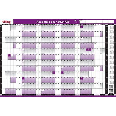 Viking Wall Mounted Annual Planner 2024, 2025 English 96 (W) x 61 (H) cm Purple