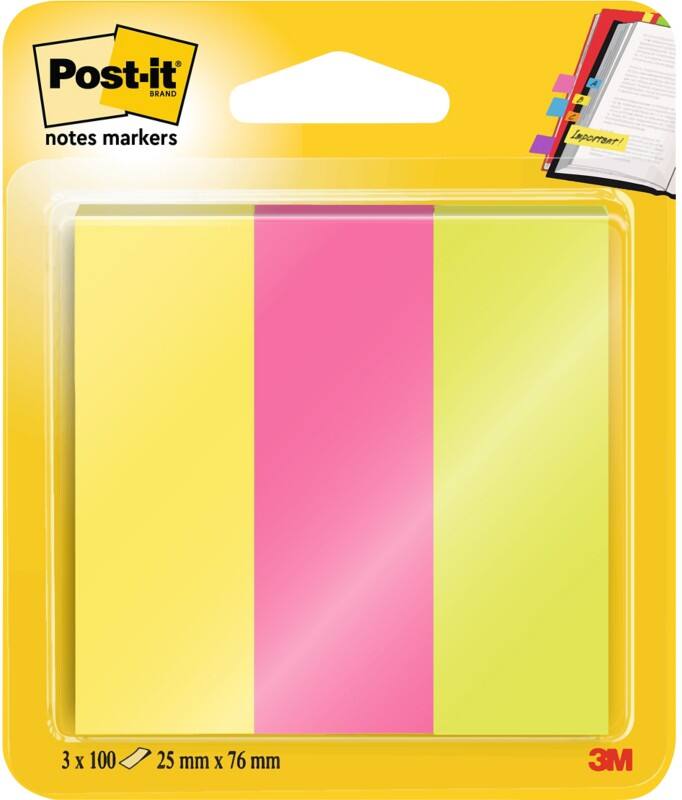 Post-it Index Flags Assorted Plain Not perforated Special format 3 Packs of 100 Strips