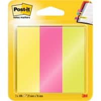 Post-it Index Flags 25 x 76 mm Assorted Neon Colours 100 x 3 Pack