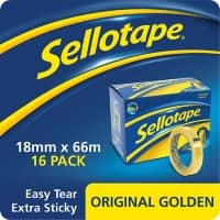 Sellotape Original Golden Tape 18mm x 66m Transparent 16 Rolls