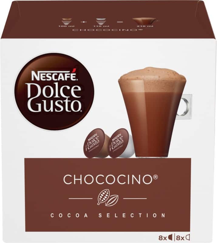 NESCAFÉ Dolce Gusto Chococino Hot chocolate Pods Box 16 g Pack of 8 x Chocolate + 8 x Milk Pods