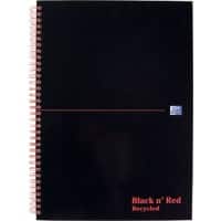 OXFORD Black n' Red A4 Wirebound Hardback Notebook Ruled Recycled 140 Pages