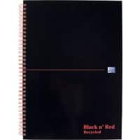 OXFORD Notebook Black n' Red A4 Ruled Spiral Bound Cardboard Hardback Black, Red 140 Pages 70 Sheets