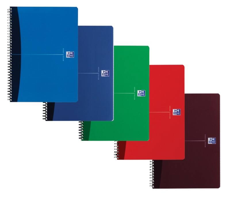 OXFORD Notebook Office Urban Mix A4 Ruled Spiral Bound PP (Polypropylene) Hardback Assorted 180 Pages 90 Sheets Pack of 5