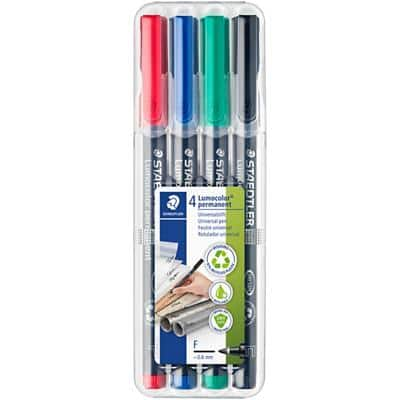 STAEDTLER Lumocolor 318 OHP Marker Fine Round Assorted Pack of 4