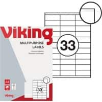 Viking Multipurpose Labels 3922830 Adhesive White 70 x 25.4 mm 100 Sheets of 33 Labels