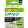 Dymo D1 S0720580 / 45018 Authentic Label Tape Self Adhesive Black Print on Yellow 12 mm x 7m