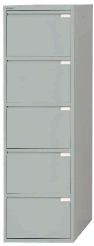 Bisley BS Steel Filing Cabinet 5 Drawers Lockable 470 x 622 x 1,511 mm Grey