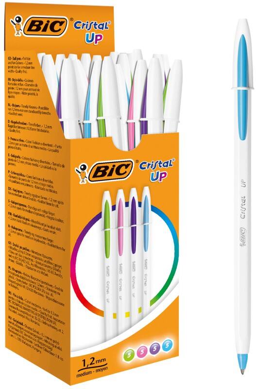 BIC Cristal Up Ballpoint Pen Assorted 0.35 mm Medium Ballpoint Pack of 20