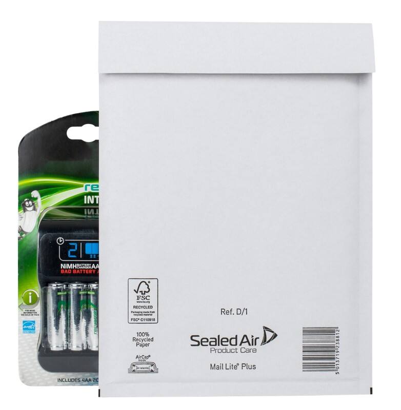 Mail Lite Plus Mailing Bag D/1 White Plain 180 (W) x 260 (H) mm Peel and Seal 125 gsm Pack of 100
