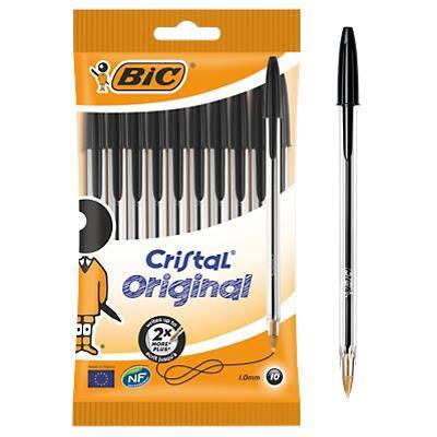 BIC Cristal Original Ballpoint Pen Medium 0.4 mm Black Pack of 10