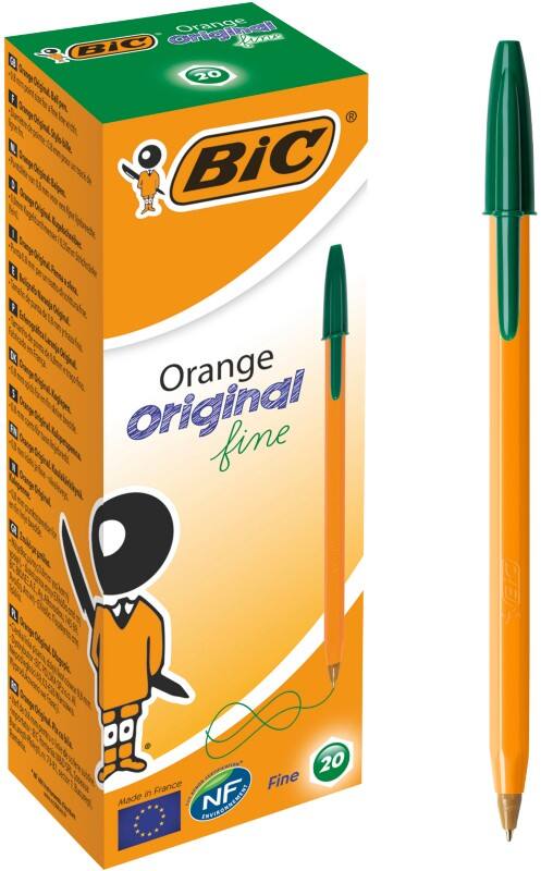 BIC Orange Original Orange Original Ballpoint Pen Green 0.3 mm Fine Ballpoint Pack of 20