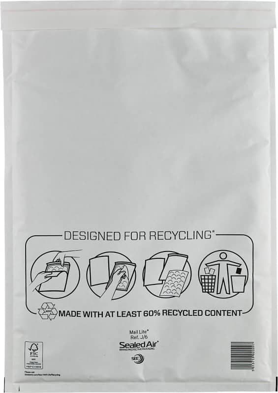 Mail Lite Mailing Bag J/6 White Plain 300 (W) x 440 (H) mm Peel and Seal 79 gsm Pack of 50