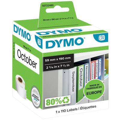 DYMO LW Spine Label Authentic 99019 18433 Adhesive Black on White 59 x 190 mm 110 Labels