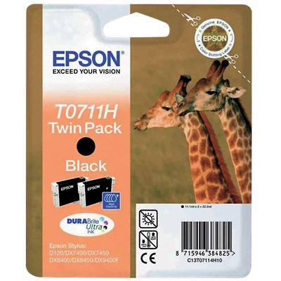 Epson T0711H Original Ink Cartridge C13T07114H10 Black Duopack Pack of 2