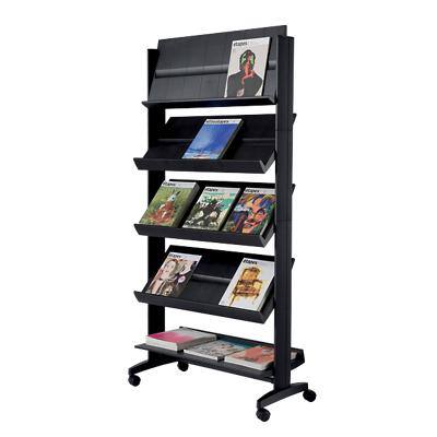 Paperflow Freestanding Literature Display with 5 Shelves for 3 x A4+ Black