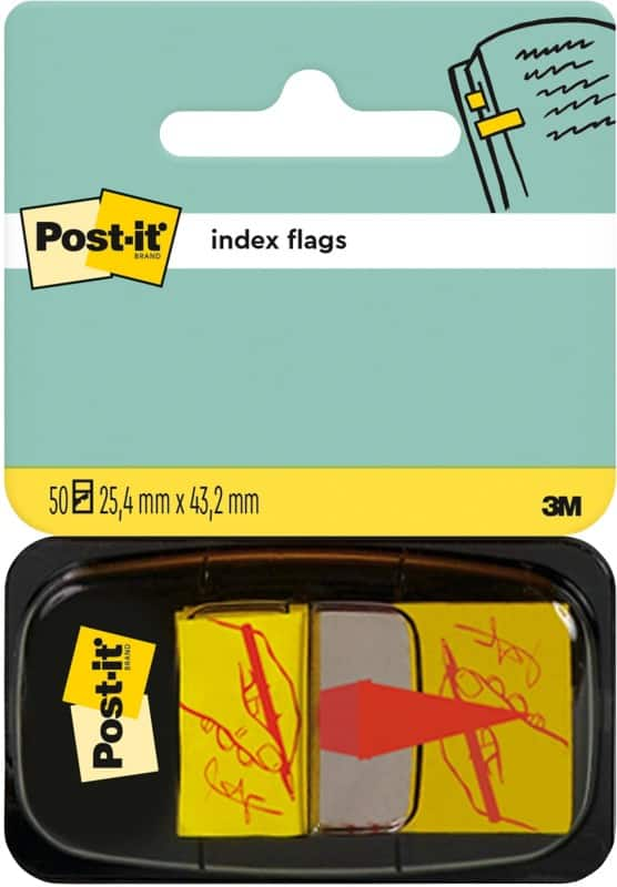 Post-it index flags sign here 25. 4 x 43. 2 mm yellow 50 strips