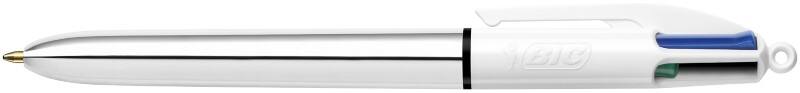 BIC 4 Colours Shine Silver Retractable Ballpoint Pen Multicolour 0.4 mm Medium Ballpoint Refillable
