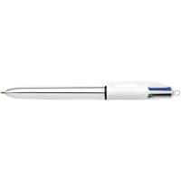 BIC 4 Colours Shine Silver Ballpoint Pen Black, Blue, Green, Red Medium 0.4 mm Refillable