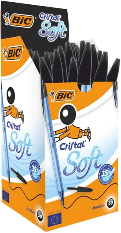 BIC Cristal Soft Cristal Soft Ballpoint Pen Black 0.4 mm Medium Ballpoint Pack of 50