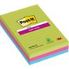 Post-it Super Sticky Large  Notes 101 x 152 mm Assorted Colours Rectangular Ruled 3 Pads of 90 Sheets