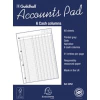 Guildhall Account Book GP6Z A4 7 Cash Columns 60 Pages 30 Sheets
