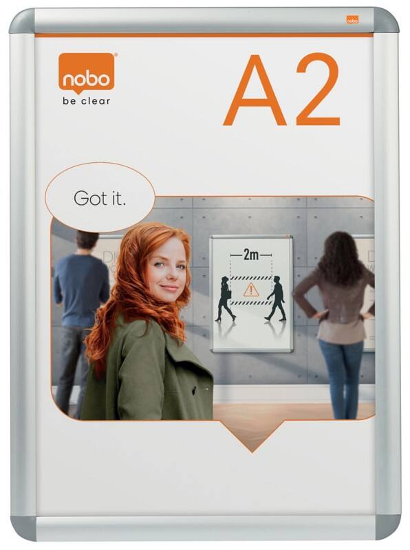 Nobo Premium Plus Snap Frame Non Magnetic Wall Mounted 47.6 (W)x65 (H) cm Aluminium Silver