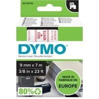 Dymo D1 S0720700 / 40915 Authentic Label Tape Self Adhesive Red Print on White 9 mm x 7m