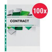 Rexel Copy King Punched Pockets A4 With Green Spine Glass Clear Transparent 90 microns Polypropylene Top 11 Holes 12265 Pack of 100