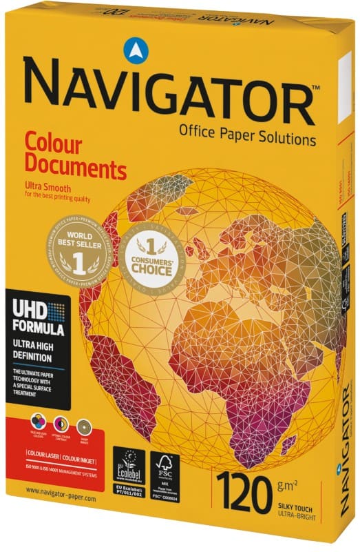 Navigator Colour Documents A4 Printer Paper 120 gsm Smooth White 250 Sheets